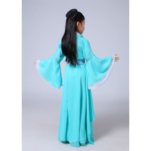 Kids children Chinese folk dance dresses girls fairy hanfu princess ancient classical beauty performance cosplay robe costumes